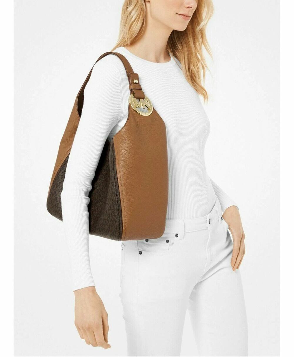 MICHAEL Michael Kors Women's Brown Fulton Large Leather Hobo Shoulder Bag NWT